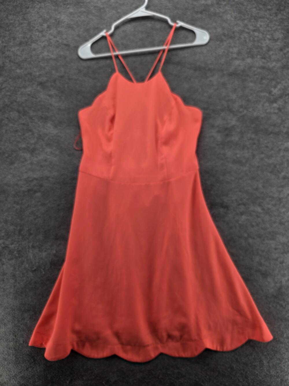 HYFVE Dress Womens M Orange Sundress Midi Chiffon Lined Scoop Neck Strappy
